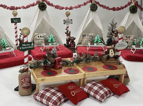 Christmas Teepee Party, Christmas Teepee Sleepover, Christmas Tipi, Christmas Tent Party, Canopy Sleepover, Christmas Slumber Party, Glamping Christmas, Christmas Teepee, Picnic Table Party