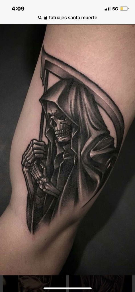 Riper Tattoos, Santa Muerte Tattoo For Men, Santisima Muerte Tattoo, Santa Muerte Tattoo For Women, Santa Muerte Tattoo, Forearm Cover Up Tattoos, Abstract Tattoo Ideas, Abstract Tattoos, Grim Reaper Tattoo