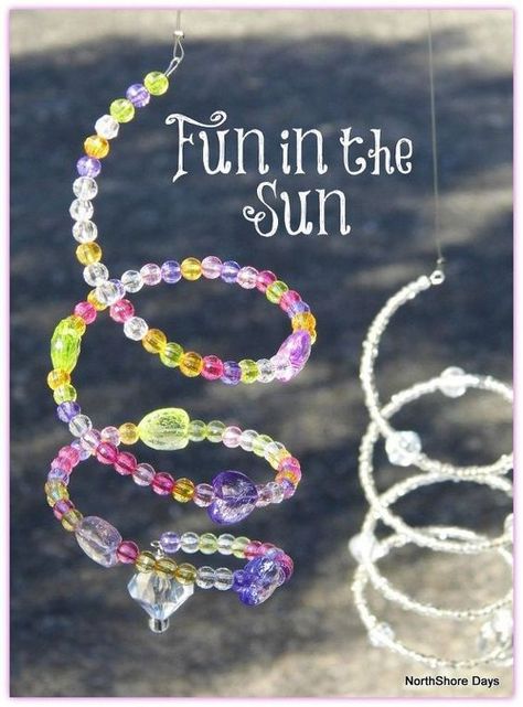 Spiral Suncatchers Diy, Easy Crafts For Elderly Nursing Homes, Senior Citizen Crafts, Crafts For 6th Graders, Easy Sun Catchers, Homemade Windchimes, Teen Craft Ideas, Senior Citizen Activities Crafts, Teen Summer Crafts