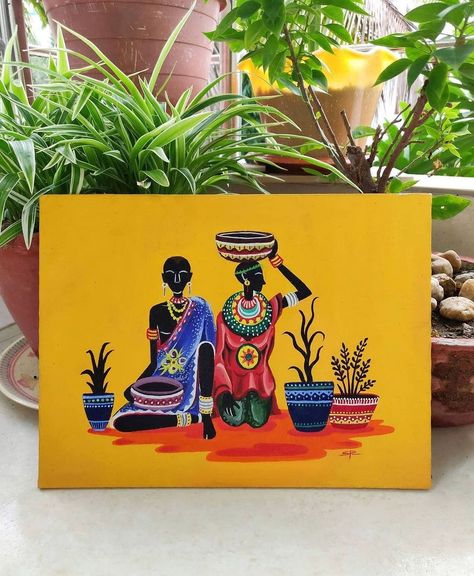 Indian Traditional Art, Modern Art Canvas Painting, Buddha Art Painting, African Paintings, Hobby Ideas, African Art Paintings, Mandala Art Lesson, Art Painting Gallery, Nature Art Painting