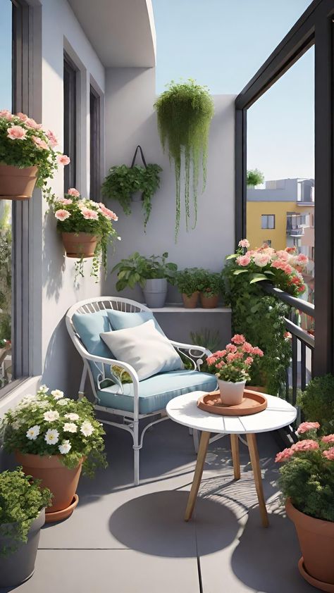 Apartment Balcony Garden, Grey Bedroom Decor, Blue Patio, Terrace Decor, Rooftop Design, Small Balcony Design, Home Hall Design, Apartment Patio, Small Balcony Decor