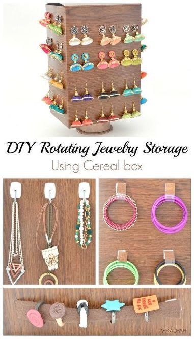 Cereal Boxes Diy, Rotating Jewelry Display, Jewelry Storage Diy, Jewellery Storage Display, How To Clean Gold, Jewelry Presentation, Paper Towel Tubes, Clean Gold Jewelry, Jewelry Holders