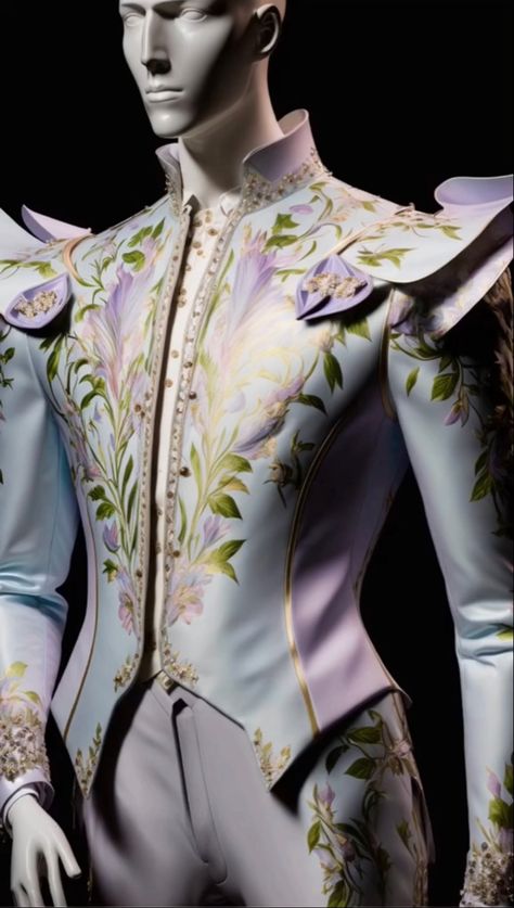 ACOTAR Spring Court inspired suit Ethereal Suit, Asgardian Fashion, Fantasy Suit, Storyboard Inspiration, Flower Suit, Nature Outfits, Spring Court, Villain Outfits, Ball Wedding