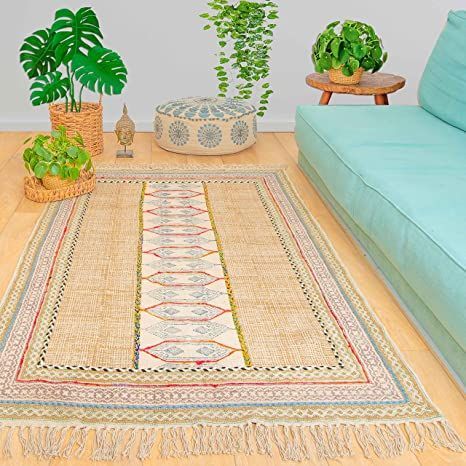 Mandala Life ART 4' x 6' Hand Made Area Rug with Hand Embroidery & Fringes - Boho Chic Décor Carpet - Decorative Accent Piece for You Living Room , Bedroom , Patio or Kids Room Cotton Rugs, Bedroom Patio, Play Areas, Jute Area Rugs, Cotton Area Rug, Kids Play Area, Bohemian Area Rugs, Boho Chic Decor, 3x5 Rug