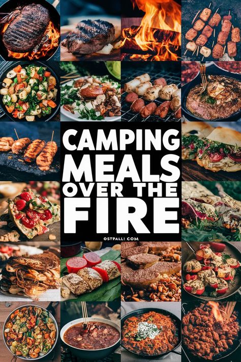 Love camping? Enjoy tasty meals by the fire! Check out this fun list of amazing recipes that make cooking under the stars a breeze. From s'mores to foil packets and grilled veggies to delicious skewers and hearty chili there's something for everyone to savor while enjoying nature's beauty. Easy Camping Grill Meals, Cooking On Open Fire, Camp Foil Meals, Campfire Food Vegetarian, Fire Dinner Ideas, Campfire Foil Packet Meals, Open Fire Recipes, Campfire Foil Meals, Camping Meals Over Fire