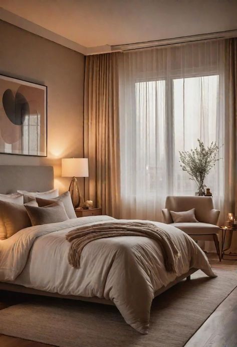 Neutral Bedroom Design, Condo Decor, Tranquil Bedroom, Sage Green Bedroom, Neutral Bedrooms, Beige Bedroom, Brown Bedroom, Neutral Bedroom, Ideas Living Room