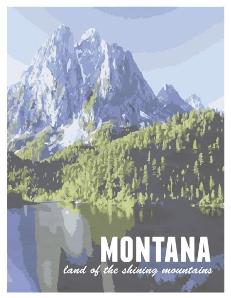 Montana Poster, Montana Aesthetic, Scrapbook Prints, State Posters, Big Sky Montana, Montana Usa, Vision Board Pictures, Scrapbook Printing, Bozeman Montana