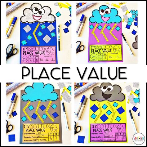 Place Value Stem Activities, Place Value Crafts 1st Grade, Place Value Activities Kindergarten, 1st Grade Place Value Activities, 2nd Grade Place Value Activities, One Tens Hundreds Activities, Place Value Projects 2nd Grade, Hundreds Tens And Ones Activities, Spring Craft 2nd Grade