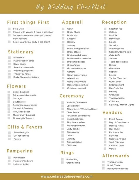 Reception Checklist, Wedding Reception Checklist, Wedding Planning List, Wedding Planner Checklist, Planning List, Wedding To Do List, Wedding Checklists, Free Wedding Printables, Wedding Planning Timeline