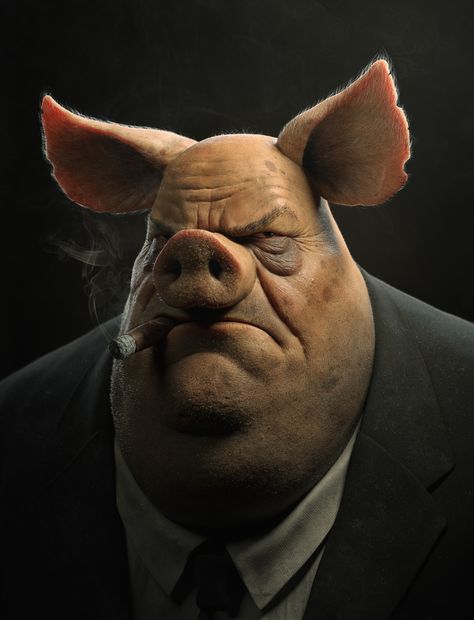 ArtStation - Napoleon, Yan Blanco Napoleon Animal Farm, Face Line Drawing, Animal Portraits Art, Animal Books, Character Design Animation, Blender 3d, 3d Characters, Illustration Character Design, Zbrush