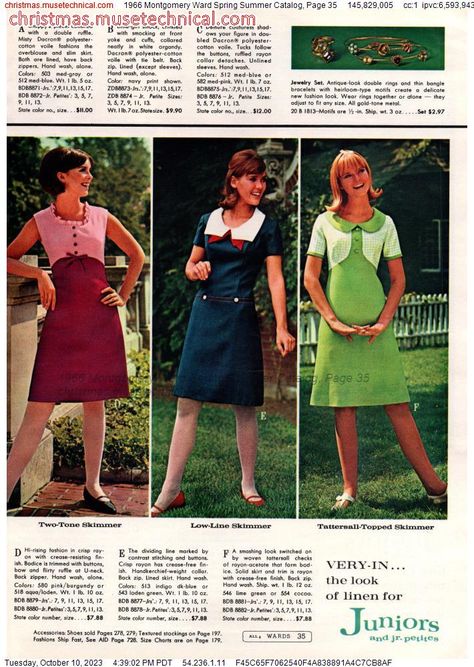 1966 Montgomery Ward Spring Summer Catalog, Page 35 - Catalogs & Wishbooks 1960 Fashion, Time Clothes, 60s 70s Fashion, 60s And 70s Fashion, Montgomery Ward, 1960s Fashion, 60s Fashion, 50s Fashion, Cotton Voile