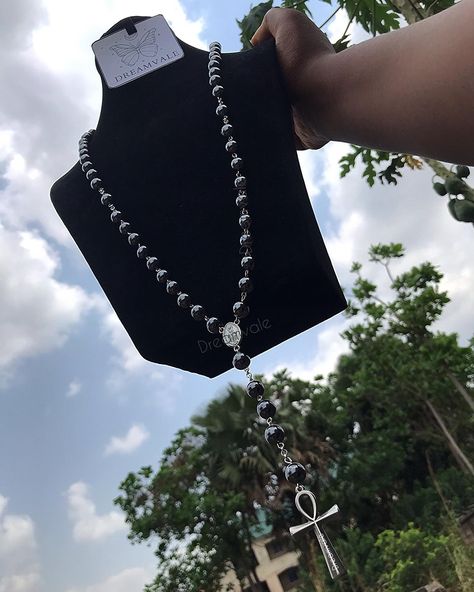 This Rosary was carefully handcrafted bead by bead for a custom order, and he absolutely loved it 🥰 It’s made with pure hematite stones and a steel ankh pendant ✝️ Price: 17,000 It’s not available on the website yet because it’s very limited (only one more is available) but you can dm if you’re interested in ordering it. Ankh Pendant, Hematite Stone, Beaded Accessories, Rosary, Custom Orders, Not Available, Pure Products, Beads, Stone