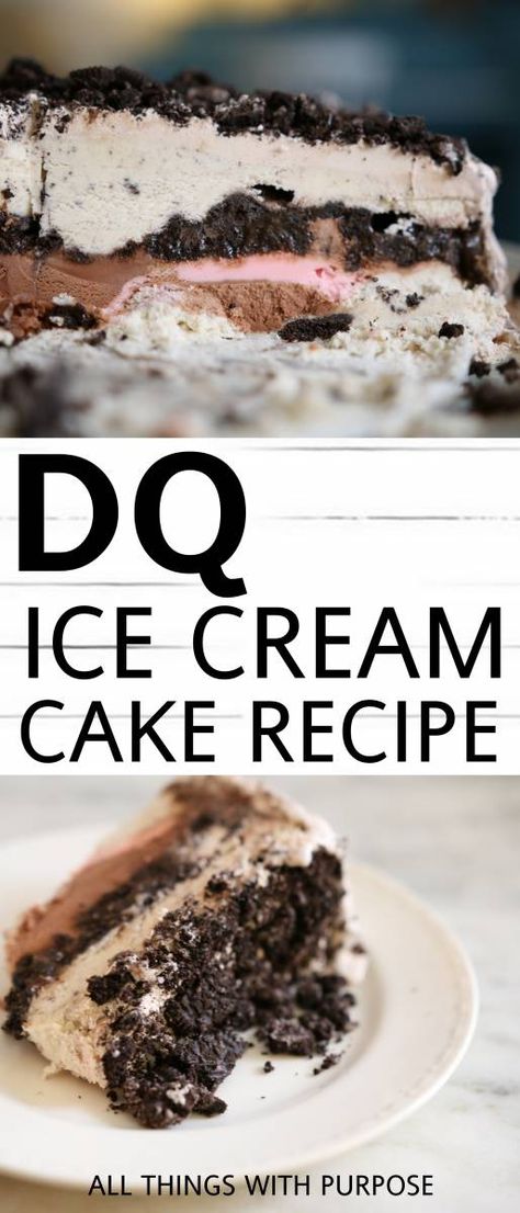 Copycat DQ Ice Cream Cake Recipe - just like Dairy Queens for half the price! #icecreamcake #dq #dairyqueen Dq Ice Cream Cake Recipe, Dairy Queen Ice Cream Cake Recipe, Dq Ice Cream Cake, Dq Ice Cream, Dinosaur Cakes, Dairy Queen Ice Cream Cake, Oreo Ice Cream Cake, Cream Cake Recipe, Ice Cream Cake Recipe