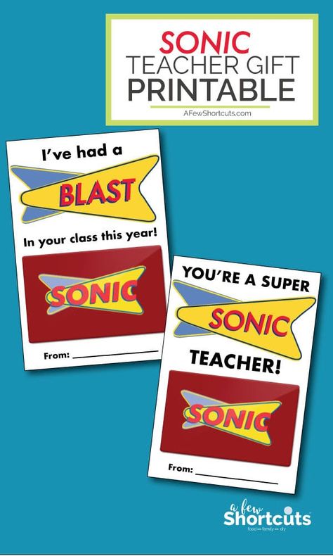 Print this Sonic Teacher Gift Card Printable and give your teacher something they will really appreciate! Perfect for teacher appreciation or the end of the year thank you gift! Sonic Gift Card Ideas, Teacher Gift Card Printable, Pta Mom, Gift Card Printable, Teacher Gift Printables, Teacher Gift Baskets, Teacher Treats, Teachers Appreciation, Teacher Gift Card