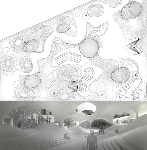 Organic Architecture Concept, Plan Render, Section Model, Architecture Design Presentation, Circular Buildings, College Architecture, University Graduate, Concept Models Architecture, Arch Model