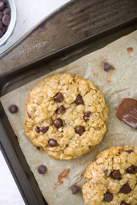 Nutella Oatmeal Cookies, Nutella Oatmeal, Taffey Bakery, Nutella Bar, Stuffed Chocolate Chip Cookies, Gooey Cookies, Nutella Cookies, Oatmeal Chocolate Chip, Oatmeal Chocolate