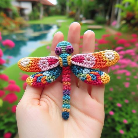 Crochet Dragonfly Pattern, Dragonfly Crochet, Crochet Dragonfly, Dragonfly Charm, Dragonflies, Amigurumi Crochet, Crochet Amigurumi, Tatting, Amigurumi