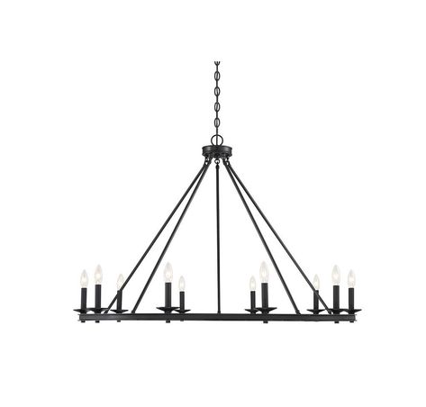 Get relaxed modern farmhouse flair with this Savoy House Middleton 10-light chandelier. It flaunts a simple, stylish open hoop design and a versatile matte black finish. Simple Chandelier, House Lighting Fixtures, Capital Lighting Fixture, Transitional Chandelier, Farmhouse Flair, Savoy House Lighting, House Essentials, Wagon Wheel Chandelier, Capital Lighting