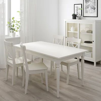 Extendable Dining Tables - IKEA Ikea Ingatorp, Bord Design, Cocina Shabby Chic, White Kitchen Table, Table Extensible, Shabby Chic Kitchen, Chic Kitchen, Dining Room Ideas, Extendable Dining Table