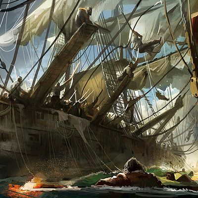 ArtStation - NWO - Character and props Design Warship Battle, Pirate Ship Art, Kaptan Jack Sparrow, Pirate Bay, Sea Battle, Old Sailing Ships, Pirate Art, Pirate Adventure, Ghost Ship