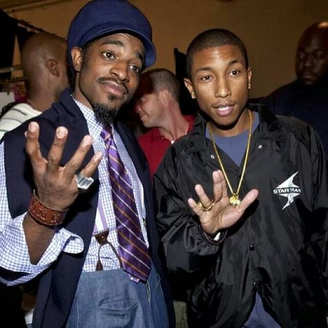 #Andre3000 and #Pharrell Common Rapper, Andre 300, Andre 3000, Old School Music, Hands In The Air, Real Hip Hop, Black Men Street Fashion, Hip Hop And R&b, Hip Hop Culture