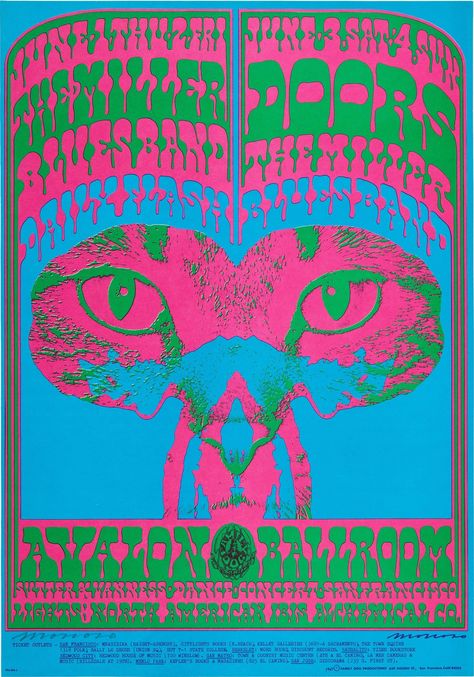 Poster Konser, Rock Poster Design, Wes Wilson, Victor Moscoso, Trippy Cat, Steve Miller, Door Poster, Vintage Concert Posters, Music Concert Posters