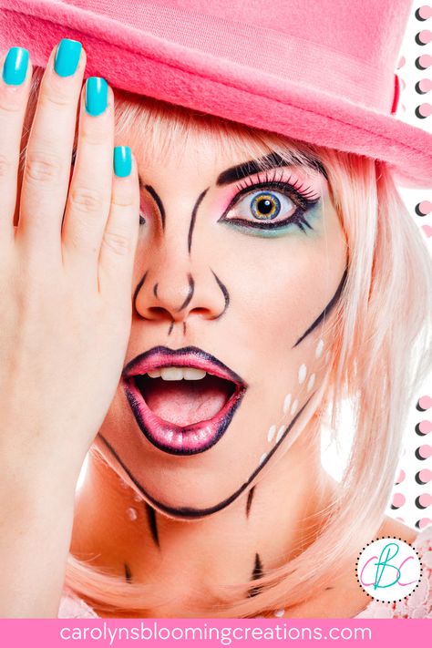 Comic Book Makeup, Comic Makeup, Girl Halloween Makeup, Diy Home Improvements, Cartoon Makeup, Flamingo Nails, See Things Differently, Pop Art Makeup, Happy Cartoon