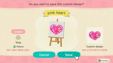 Acnh Kidcore, Acnh Designs, Island Ideas, Animal Crossing Qr, Heart Logo, Fruit Pattern, Pink Heart, Animal Crossing, Cute Designs