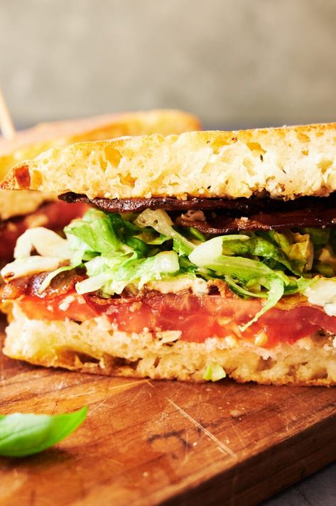 Blt Sandwich Recipes, Crispy Pancetta, Ciabatta Roll, Romaine Salad, Toast In The Oven, Blt Sandwich, Wedge Salad, Tomato Sandwich, Sandwiches For Lunch