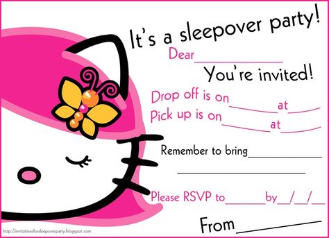 pictures slumber party invites | HELLO KITTY FREE SLUMBER PARTY INVITES Hello Kitty Sleepover, Hello Kitty Invitation Card, Hello Kitty Birthday Invitations, Hello Kitty Invitations, Slumber Party Invitations, Kitty Birthday Party, Sleepover Invitations, Hello Kitty Birthday Party, Charmmy Kitty