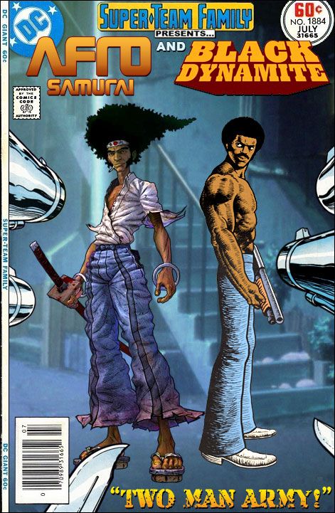 Super-Team Family: The Lost Issues!: Afro Samurai and Black Dynamite Black Dynamite Cartoon, Jonny Rotten, Black Dynamite, Black Samurai, Black Superheroes, Hip Hop Artwork, Arte Hip Hop, Comics Anime, Afro Samurai