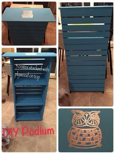 EASY DIY teachers podium with storage.  3 crates and plywood plus wheels for easy moving Diy Podium Teacher, Classroom Diy Furniture, Diy Podium Stand, Diy Classroom Storage, Diy Podium, Podium Diy, Classroom Podium, Teacher Podium, Teach Ag