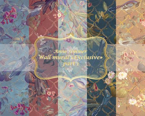 Wall mural "Exclusive" part 1 Sims 4 Cc Mural Wallpaper, Sims 4 Cas Mods, The Sims 4 Pc, Sims 4 Download, Victorian Wallpaper, Sims 4 Game Mods, Free Sims, Sims 4 Cc Folder, Sims 4 House Design