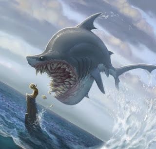 Courage or stupidity? Creature Concept Art Animals, Godzilla Concept Art, Shark Painting, Shark Art, Creature Artwork, Photoshop Painting, Fantasy Beasts, 다크 판타지, Monster Concept Art