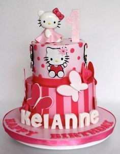 hello kitty cakes on pinterest - Google Search Cake Hello Kitty, Cake Themes, Kitty Birthday Cake, Hello Kitty Theme Party, Hello Kitty Birthday Cake, Hello Kitty Birthday Party, Kid Cupcakes, Kitty Cake, 2 Birthday Cake