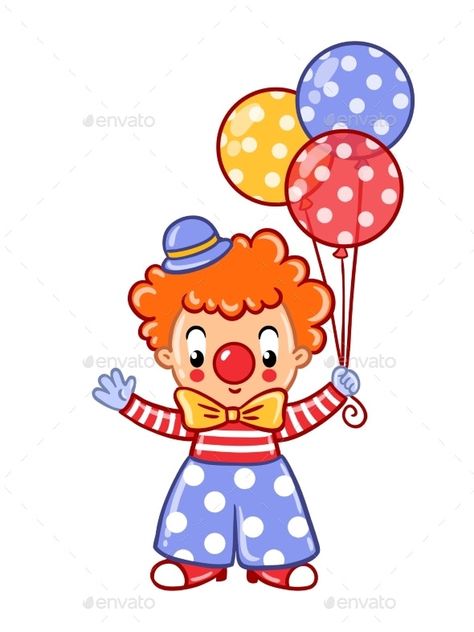 Circus Background, Circus Crafts, Happy Hat, Clown Illustration, Birthday Illustration, Send In The Clowns, Cute Clown, Art Birthday Party, Clown Faces