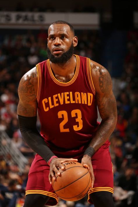 Basketball star -- King LeBron James; between 2007 and 2017, the teams he played with [Miami Heat and Cleveland Cavaliers] were NBA finalists 8 times. Basketball Scoreboard, Lebron James Cleveland, Kobe Lebron, King Lebron James, Basketball Tickets, King Lebron, I Love Basketball, Nba Wallpapers, Basketball Star