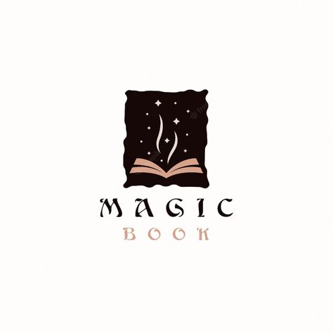 Book Logos Ideas, Book Club Logo Ideas, Author Logo Design, Logo Book Design, Book Logo Design Icons, Book Logo Ideas, Magic Book Illustration, Book Typography Design, Magical Typography