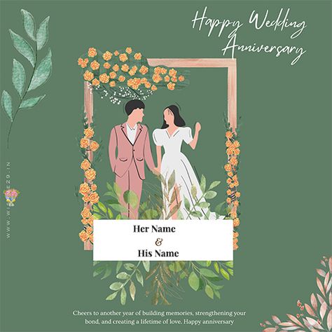 Wedding Anniversary wishes card with picture and name edit Happy Anniversary Wishes Happy Anniversary Wishes To Both Of You, 25th Wedding Anniversary Wishes, 27th Wedding Anniversary, Wedding Anniversary Greetings, 24th Wedding Anniversary, Wedding Anniversary Message, Wedding Anniversary Greeting Cards, Birthday Card With Photo, Name Edit