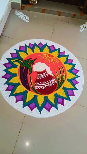 Competition Rangoli Design, Sankranthi Rangoli Muggulu, Rangoli For Pongal Festival, Big Rangoli Designs For Competition, Sankranti Muggulu Rangoli Designs, Sankranti Rangoli Designs Easy, Latest Pongal Rangoli Designs, Bhogi Rangoli Designs, Rangoli For Pongal