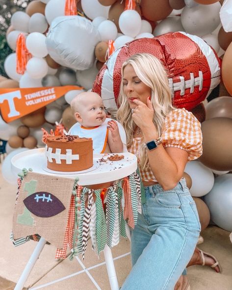 Football Theme Birthday, Football First Birthday, Baby Boy Football, Football Birthday Party, Twin First Birthday, 1st Birthday Party Themes, Baby Boy First Birthday, 1st Birthday Themes, First Birthday Party Themes