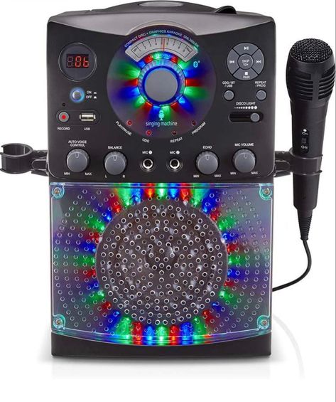 Singing Machine SML385UBK Bluetooth Karaoke System with LED Disco Lights, CD+G, USB, and Microphone, Karaoke Machine for Kids and Adults, Birthday Gift, Black [Amazon Exclusive] Led Disco Lights, Karaoke System, Karaoke Machine, Karaoke Songs, Disco Lights, Music Cds, Built In Speakers, Digital Audio, Microphones