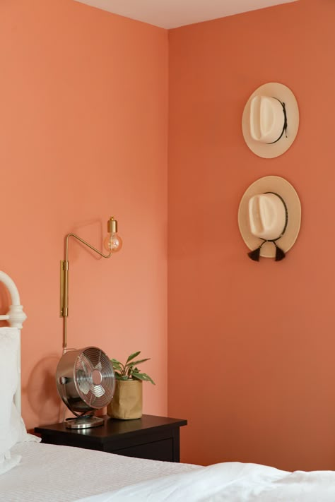 Valspar Orange Paint Colors, Orange Walls Bedroom, Light Orange Walls, Orange Bedroom Walls, Wall Orange, Orange Room, Bedroom Painting, Orange Rooms, Orange Bedroom