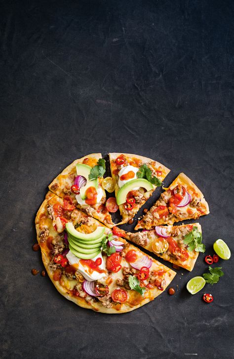 Pizza Images Pictures, Mexican Taco Pizza, Tortilla Wrap Recipes, Tacos Ideas, Pizza Image, Taco Dinner Recipes, Pizza Images, Taco Ideas, Fajita Pizza