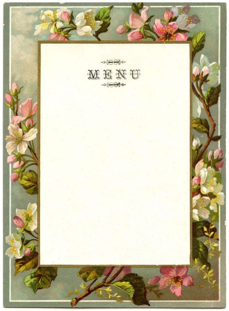 Pink Menu Template Blank, French Menu Design Vintage, Menu Frame Design, Blank Menu Template Free Printable, Menu Frame, Fairy Printable, Diy Paper Wall Hanging, Menu Vintage, Menu Cafe