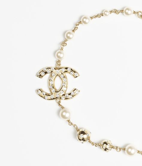 Chanel Necklace - Metal, glass pearls & strass, gold, pearly white & crystal | CHANEL Fall•Winter 2024/25 Pre-collection Eyewear Campaign, Chanel Watch, Chanel Necklace, Eyewear Shop, Fashion Chanel, Chanel Collection, Crystal Fashion, Chanel Official, Chanel Official Website