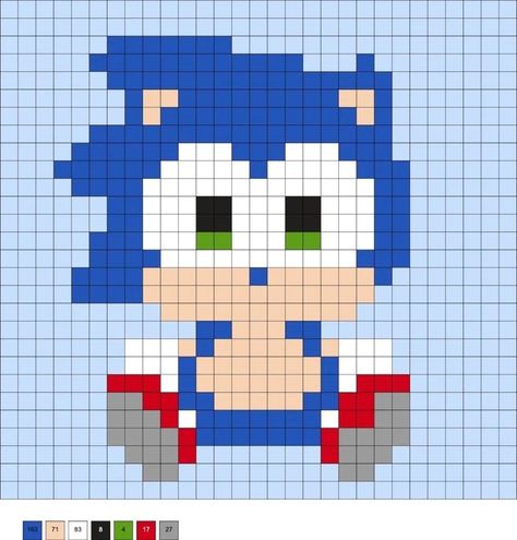 Sonic Perler Beads Pattern, Sonic The Hedgehog Pixel Art, Sonic Pixel Art Grid, Sonic Perler Bead Patterns, Sonic Crafts, Sonic Perler Beads, Sonic Sonic, Easy Perler Bead Patterns, Easy Pixel Art