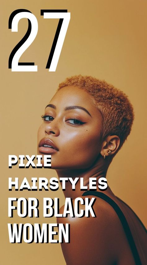 Looking to add some flair to your look? These pixie hairstyles for Black women offer a range of cuts and textures, from edgy shaved sides to soft, natural curls. Find your perfect style! #PlayfulPixie #NaturalHairInspo Cute Pixie Cuts For Black Women, Pixie Cut On Natural Hair Black Women, Really Short Pixie Haircut, Short Hair Shaved Sides Women, Side Shaved Hairstyles Short, Super Short Pixie Haircuts, Short Pixie Hairstyle Women, Rihanna Pixie Cut, Pixie Hairstyles For Black Women