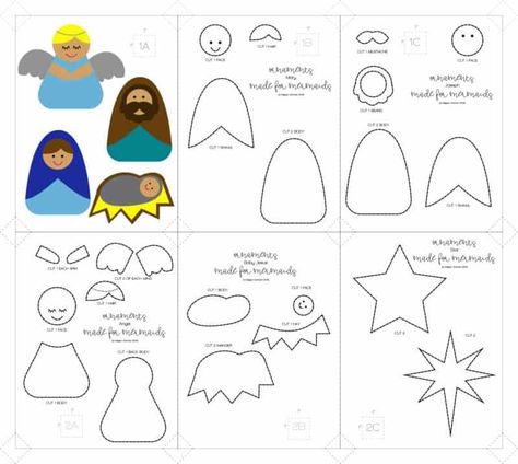 Nativity Scene Felt Free Pattern, Felt Nativity Pattern Templates Free, Nativity Felt Pattern, Felt Nativity Pattern Templates, 8th Day Of Christmas, Paper Nativity, Felt Nativity, Baby Jesus Ornament, Making Felt