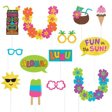 Summer Luau Photo Props Sunset Selfies, Luau Themed Party, Pina Colada Cocktail, Luau Decorations, Luau Party Supplies, Pool Beach Party, Luau Theme Party, Hawaiian Luau Party, Animal Party Theme